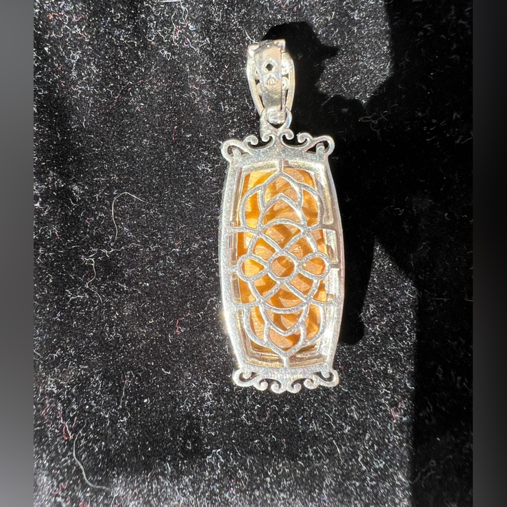 Vintage STS Karis Tiger's Eye Pendant with Ornate Silver Filagree Accents - Picture 2 of 7